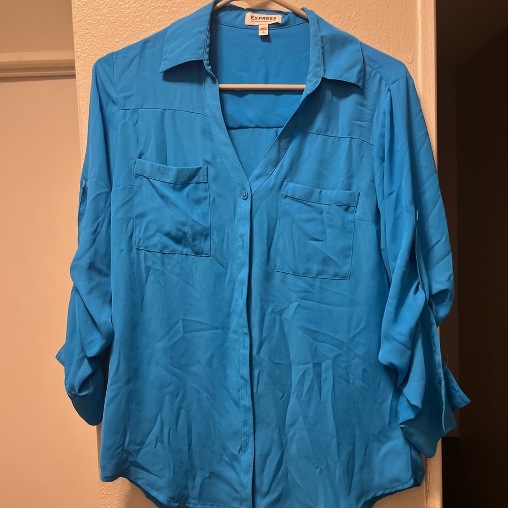 Express Vibrant Blue Women's Button-Down Shirt